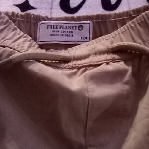Free Planet Light Tan Cotton Trousers